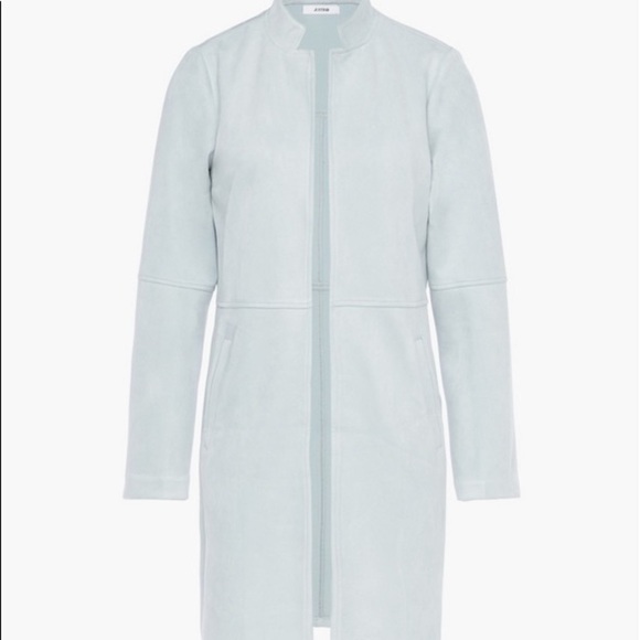 JustFab Faux Suede Baby Blue Open Front Jacket, Size M, New in Bag - Picture 2 of 8